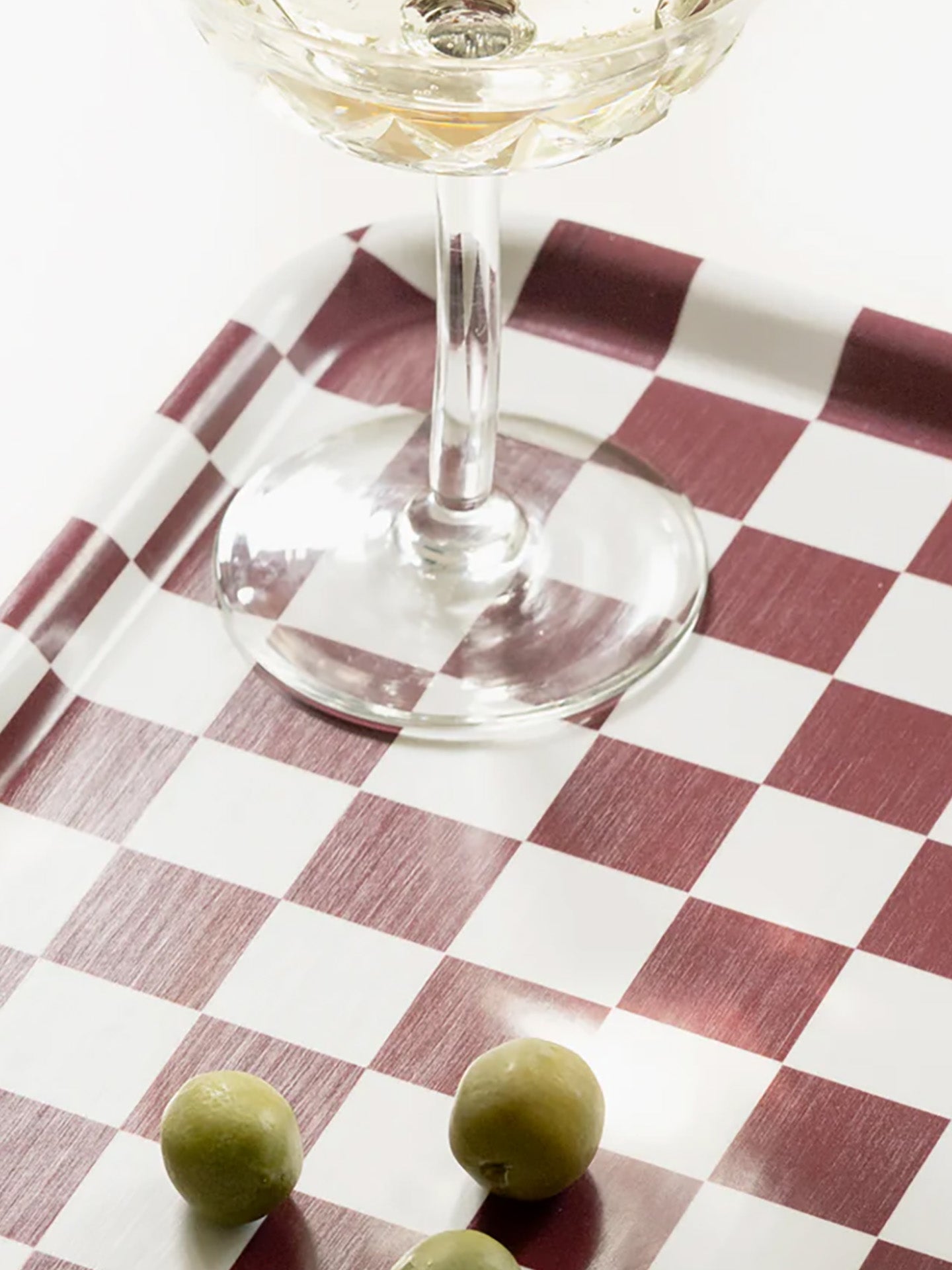 Burgundy / Cream CHECKER Serving Tray (27x20 cm)