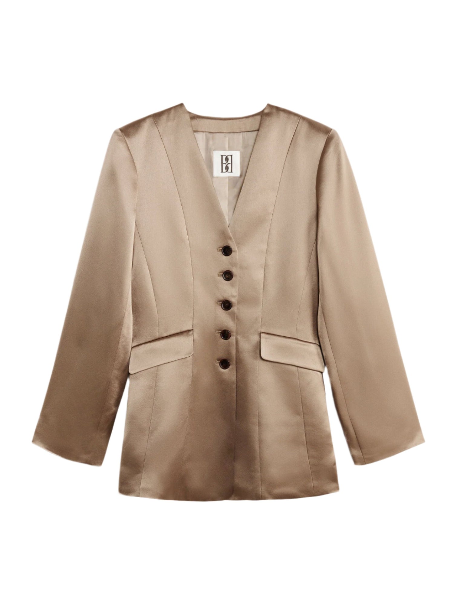 RINNAH satin blazer, shitake