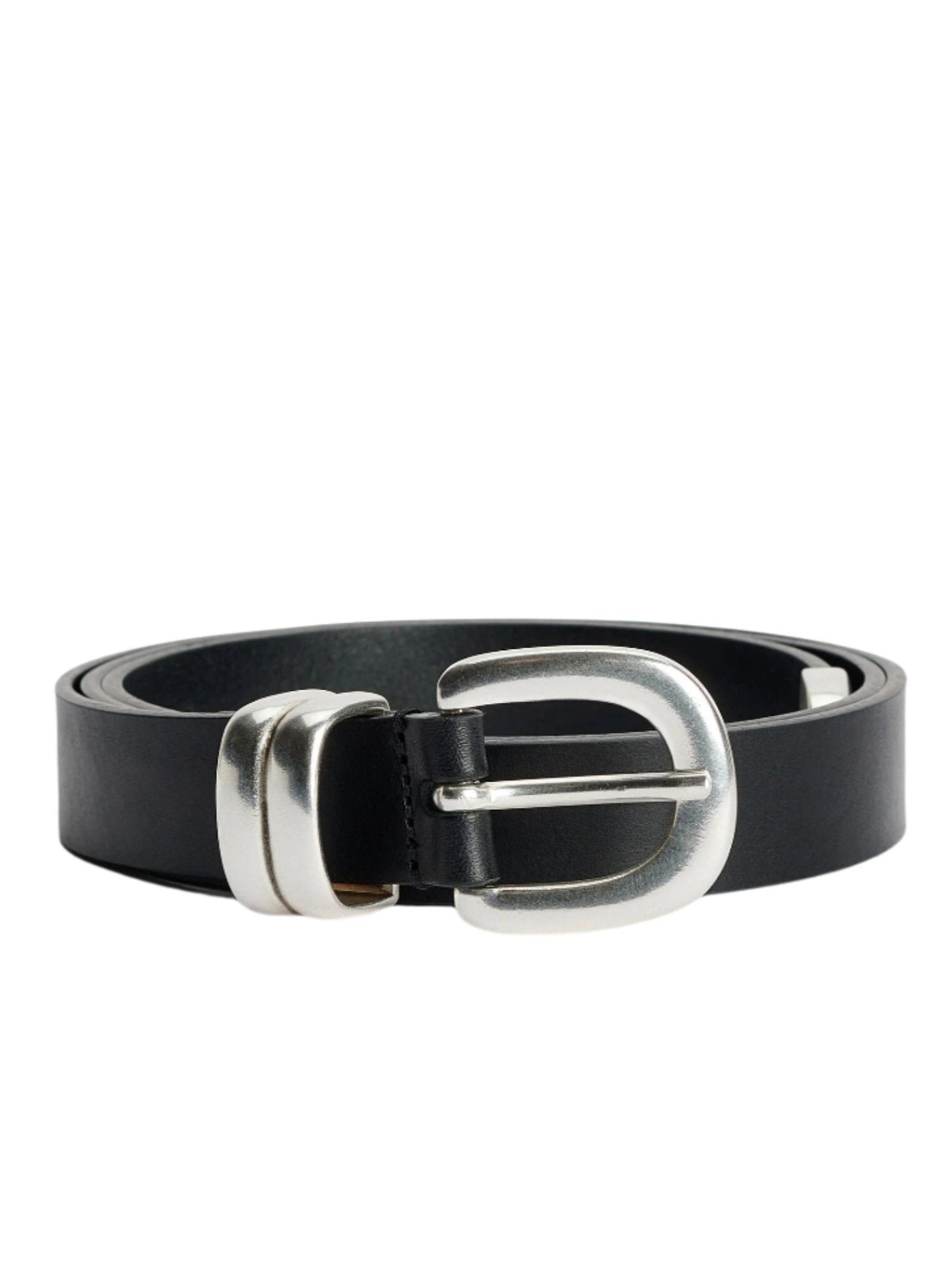 Zoilo leather belt, black-silver