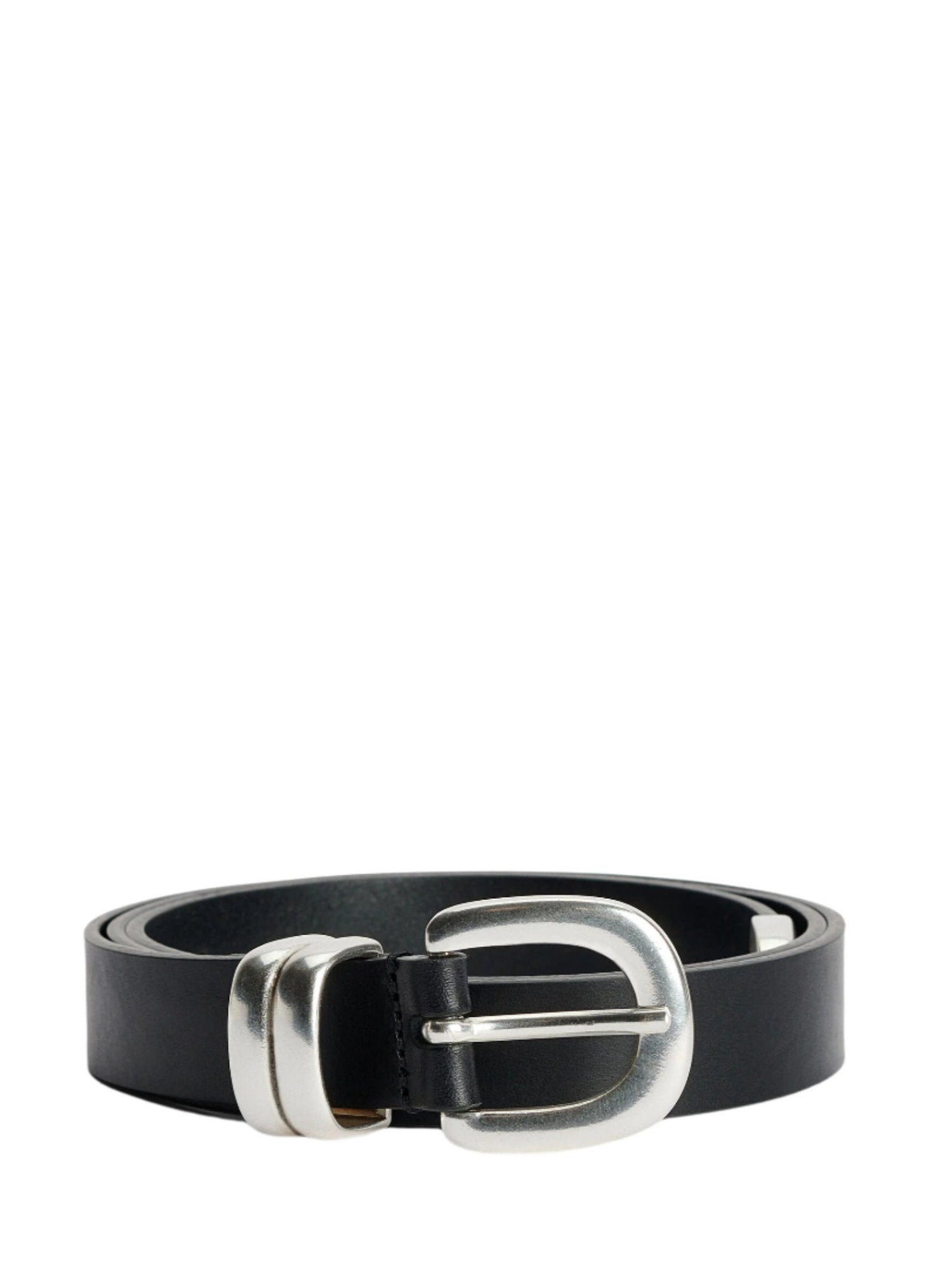 Zoilo leather belt, black-silver