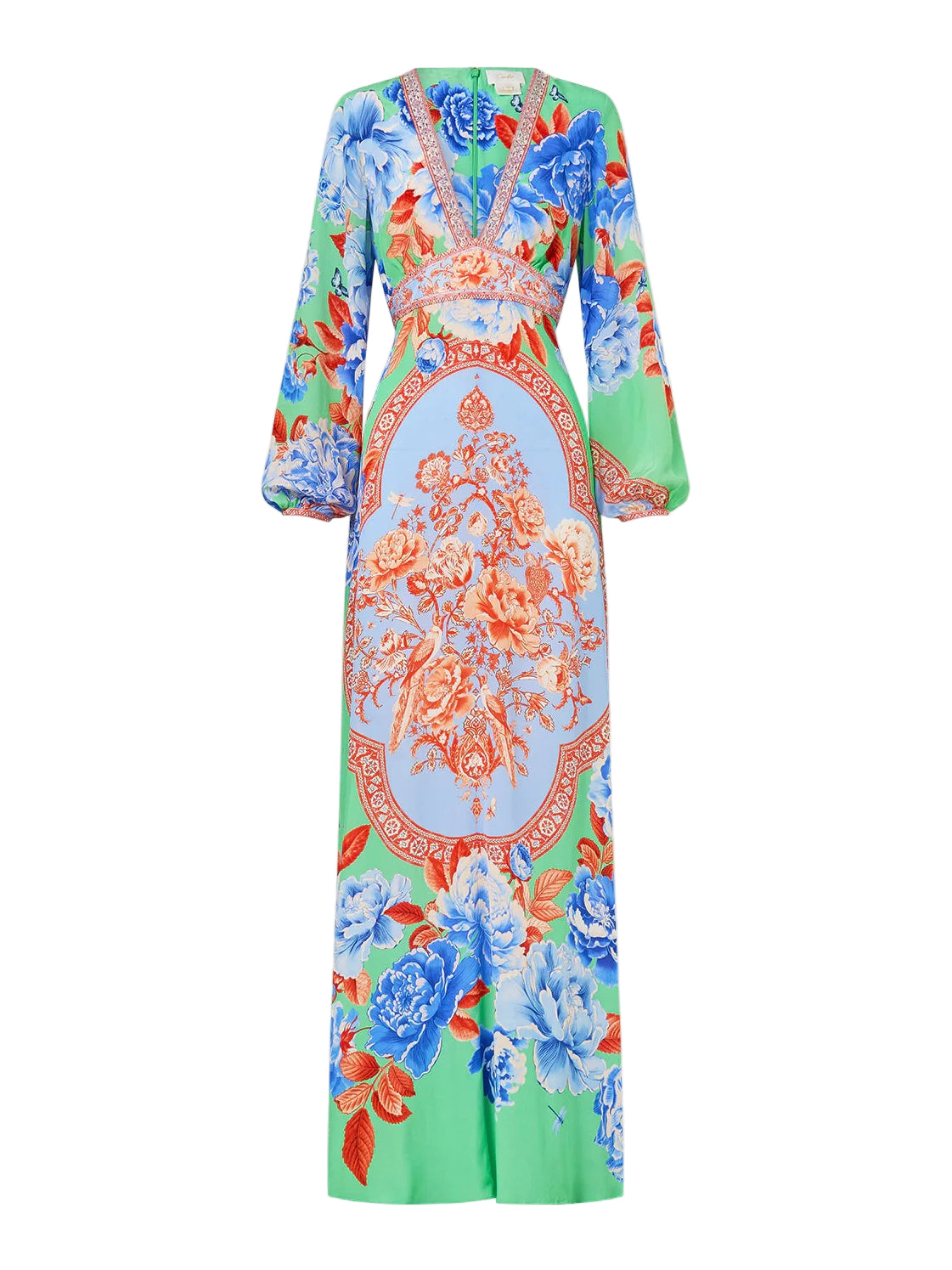 Printed lantern sleeve dress, topkapi pop print