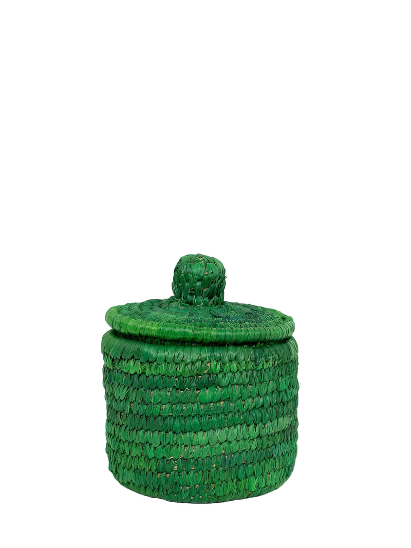Palm color mini basket with lid, 4 colours