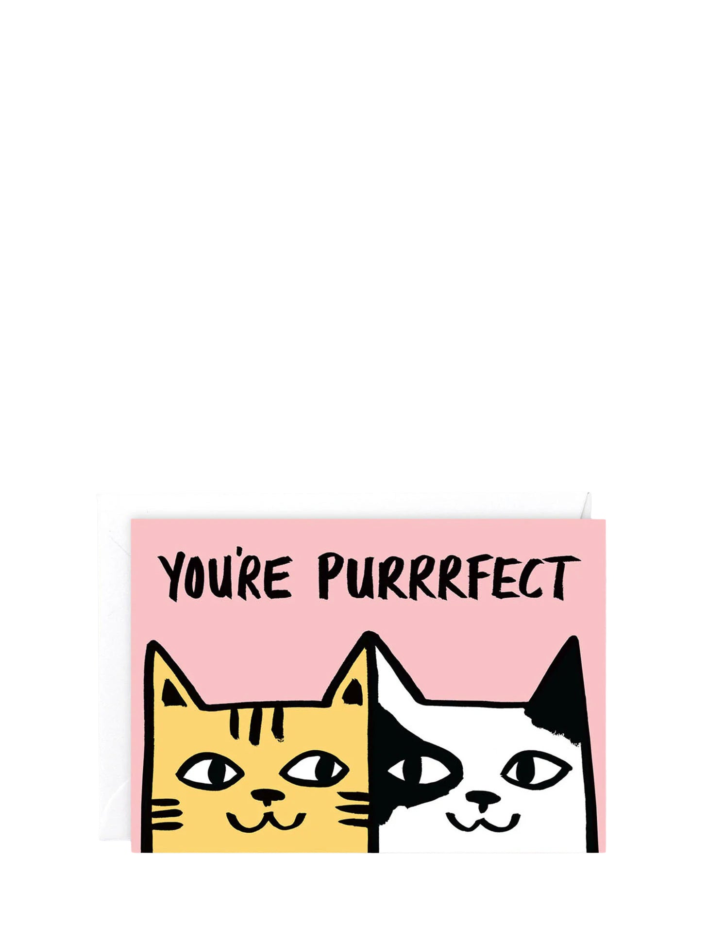 Two cartoon cats with a pink background and text 'You're Purrfect' on a white background.