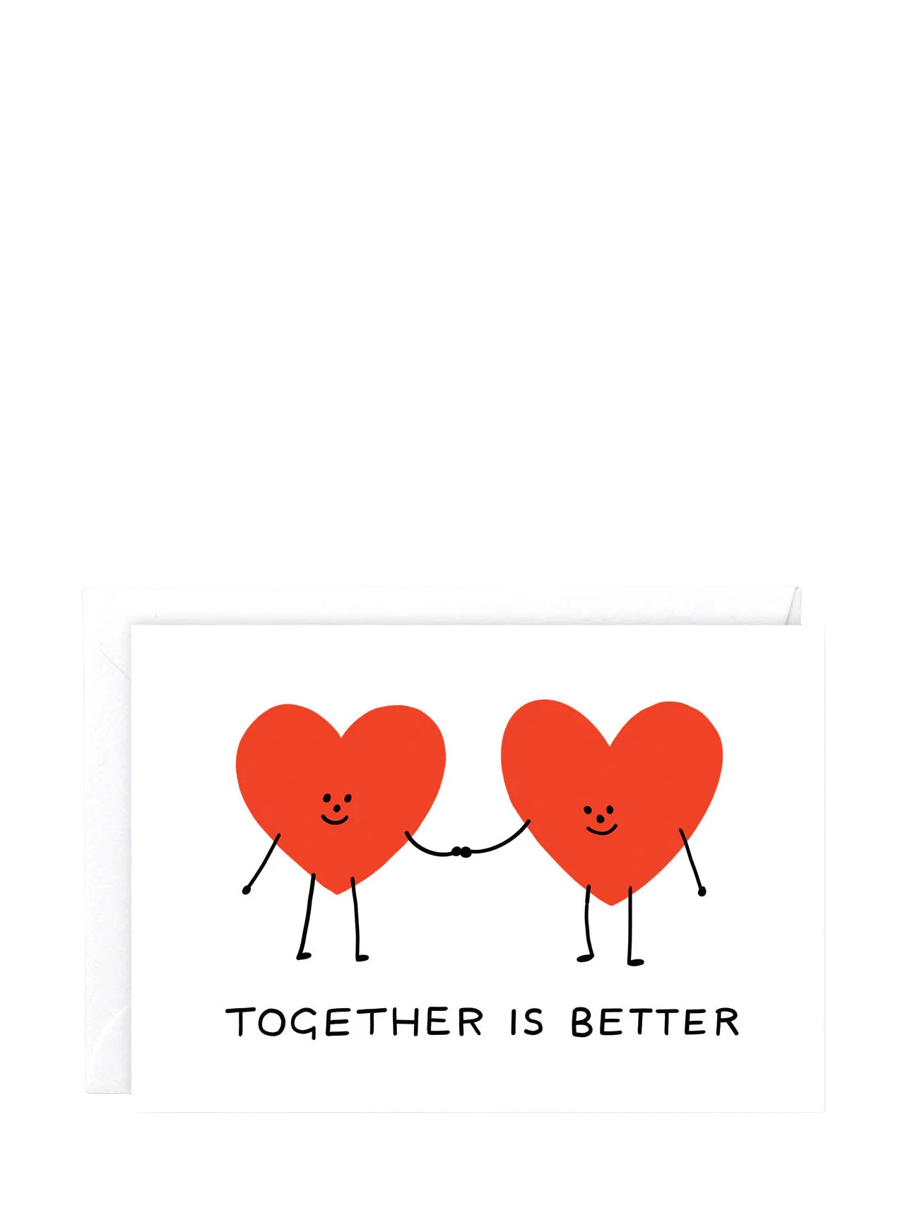 Two cartoon hearts holding hands with 'Together is Better' text on a white background
