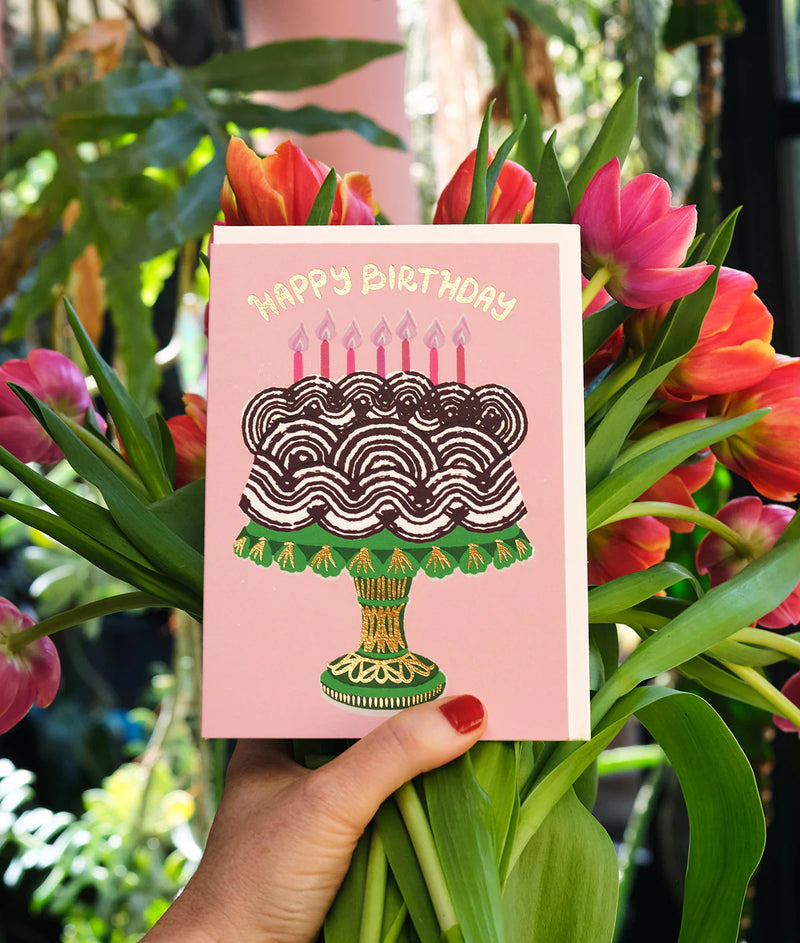 Cake & candles, happy birthday card