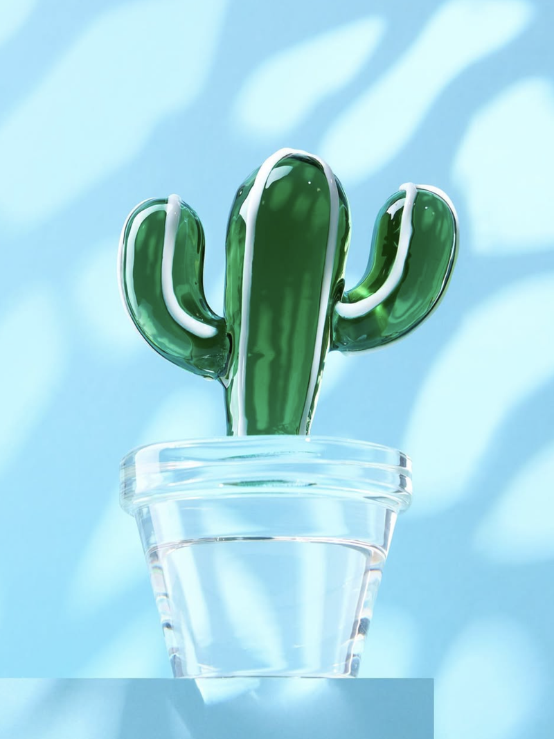 Cactus glass paperweight the green cactus, Desert Plants Collection