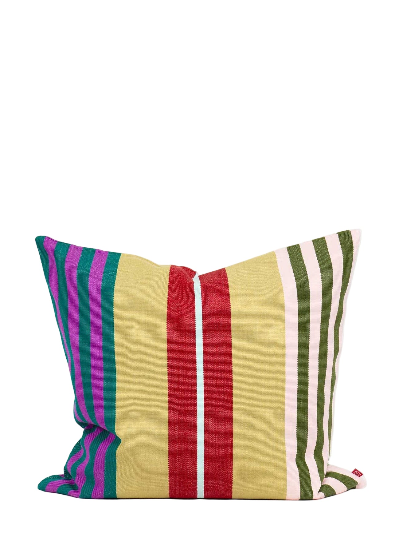 Colorful striped pillow on a white background