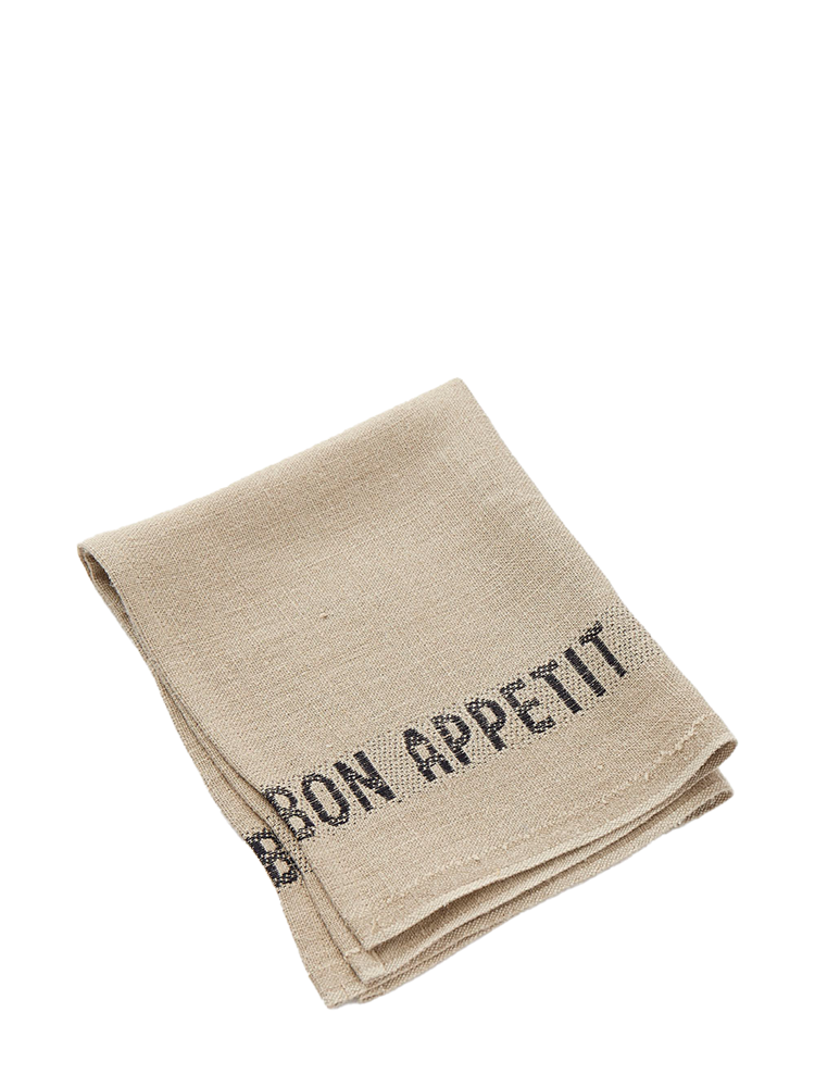 Linen napkin Bon Appetit, lin/noir
