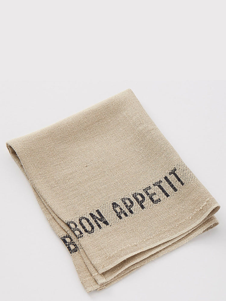 Linen napkin Bon Appetit, lin/noir