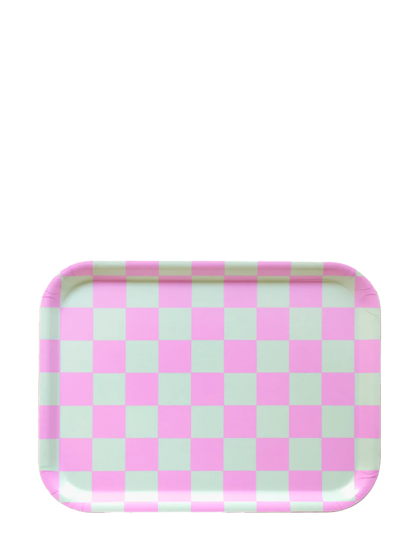 Checker Rectangular Serving Tray, Mint-Peony (27x20 cm)