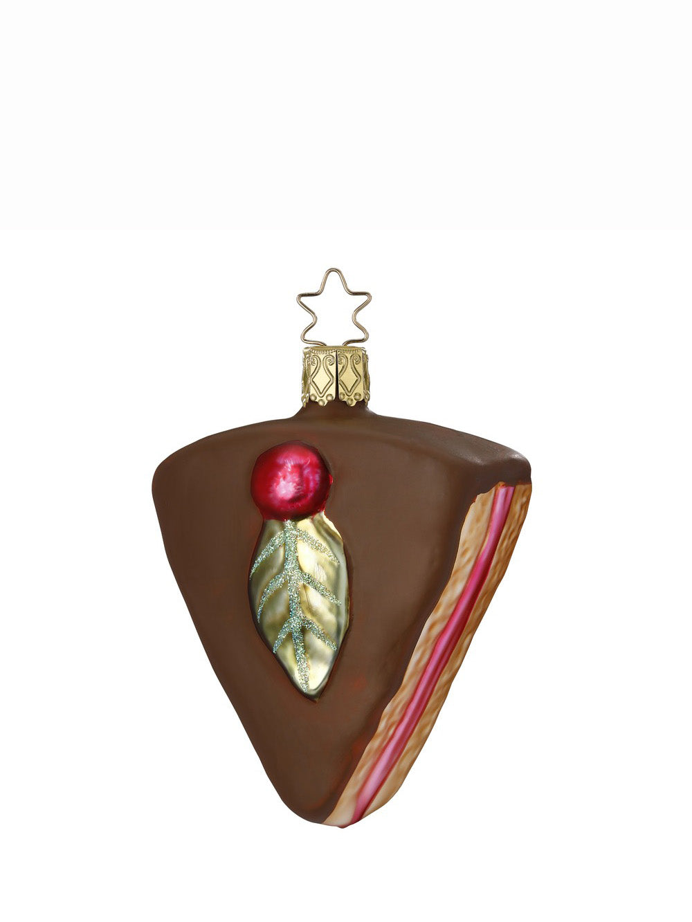 Chocolate Cake glass ornament, brown (9 cm)