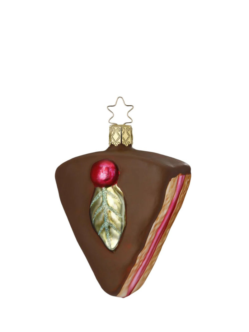 Chocolate Cake glass ornament, brown (9 cm)