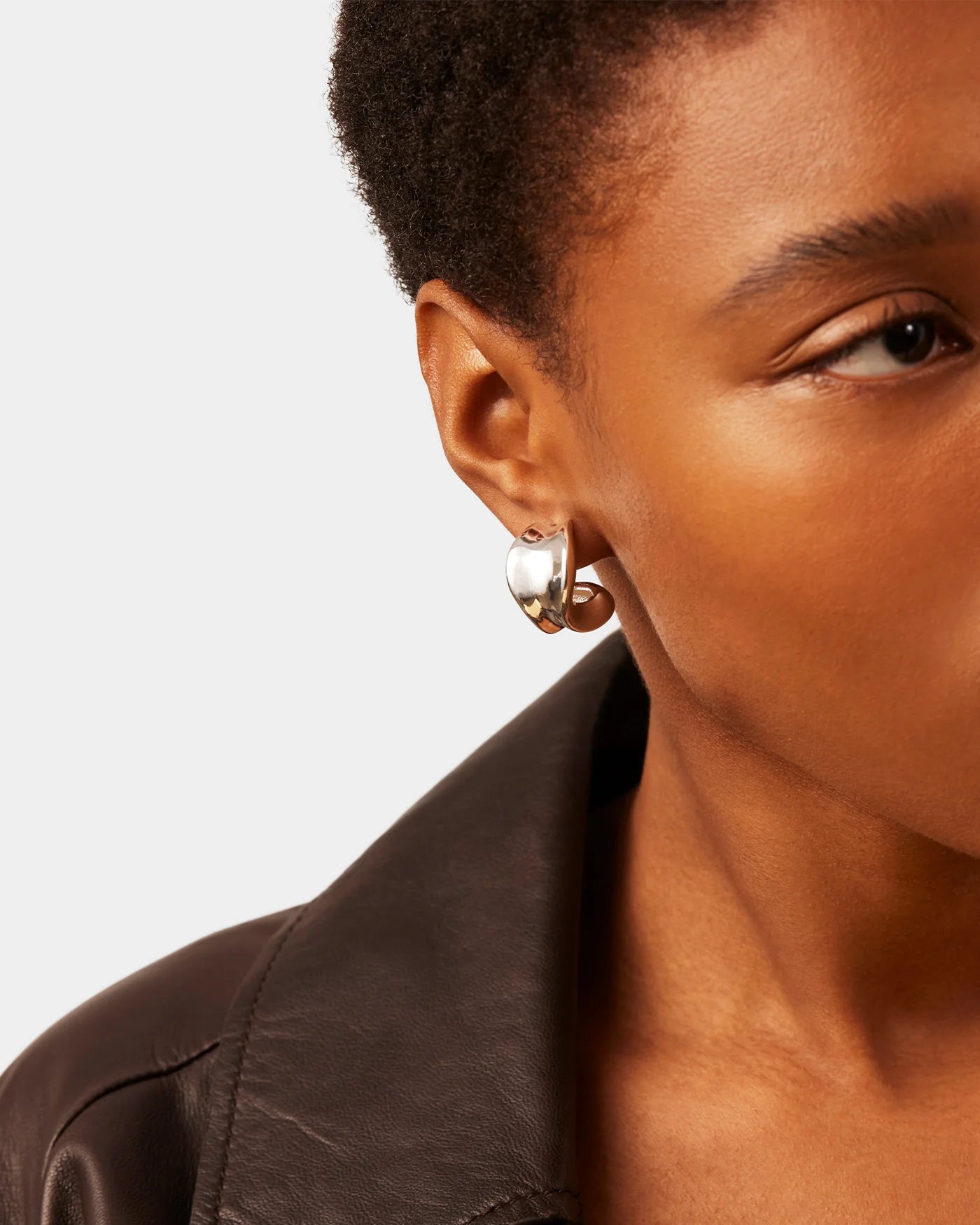 Chunky doune hoop earrings, silver