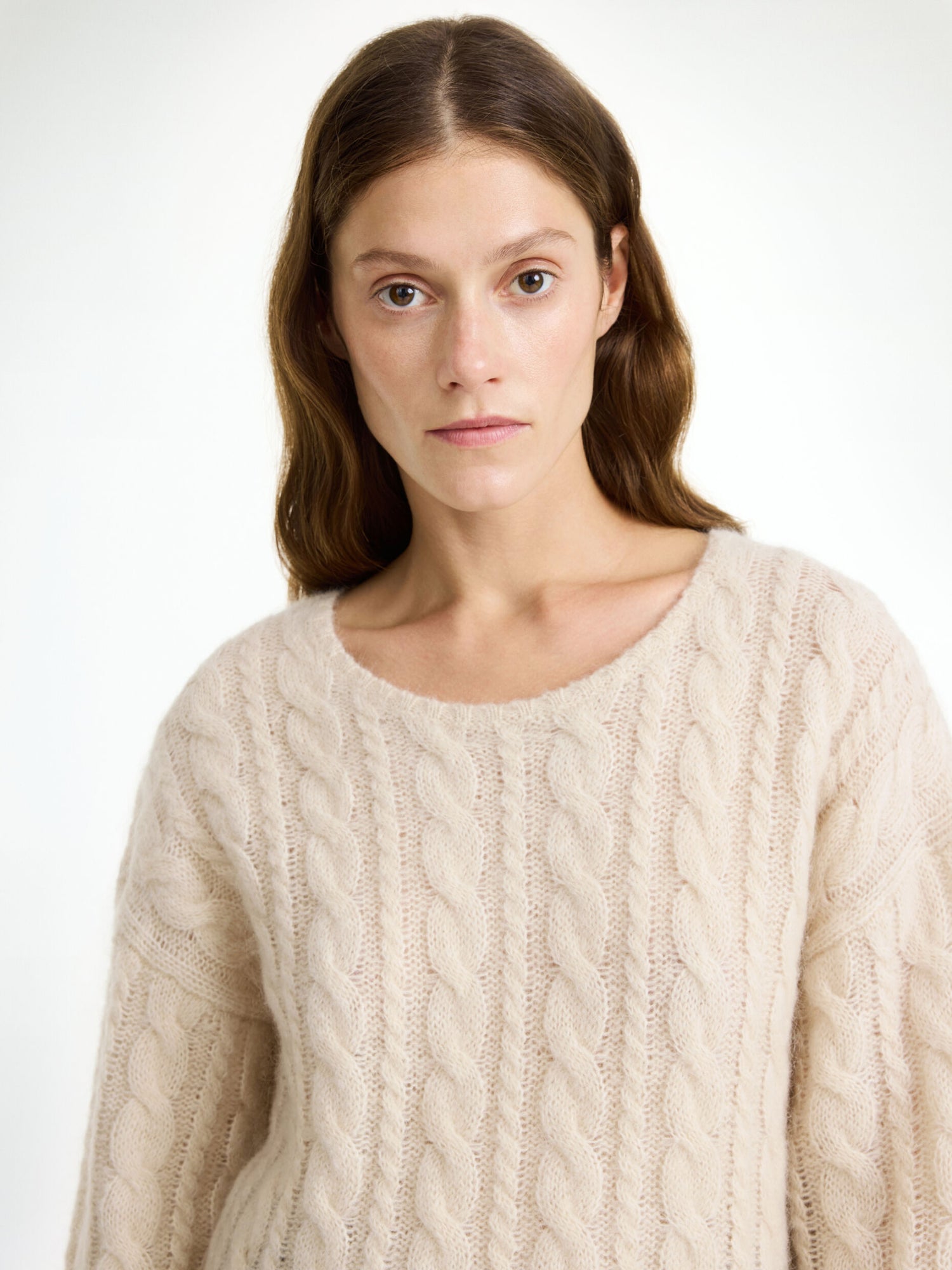 Cierra cable-knit sweater, oyester gray