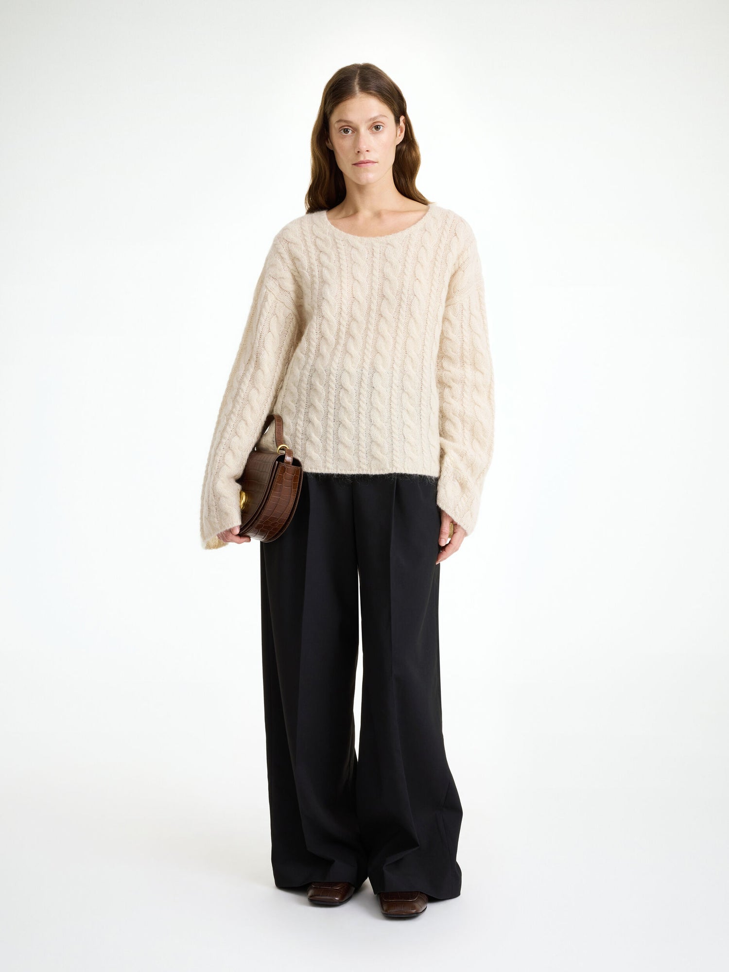 Cierra cable-knit sweater, oyester gray