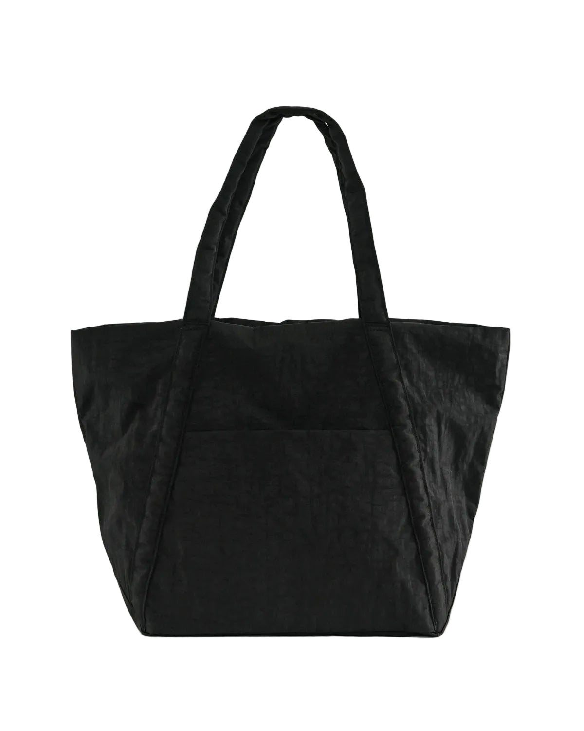 Black tote bag on a white background