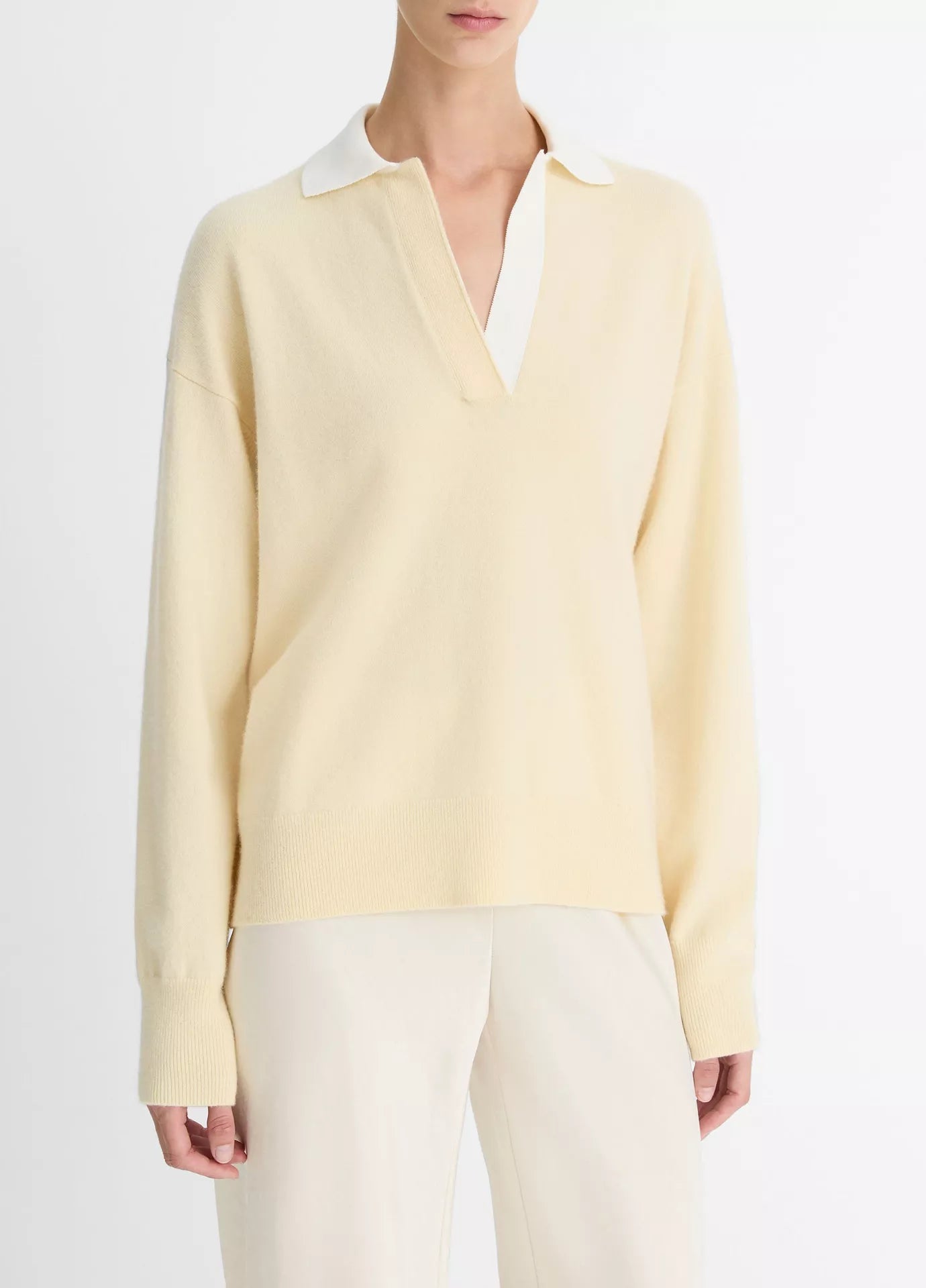 Contrast collar polo, butter