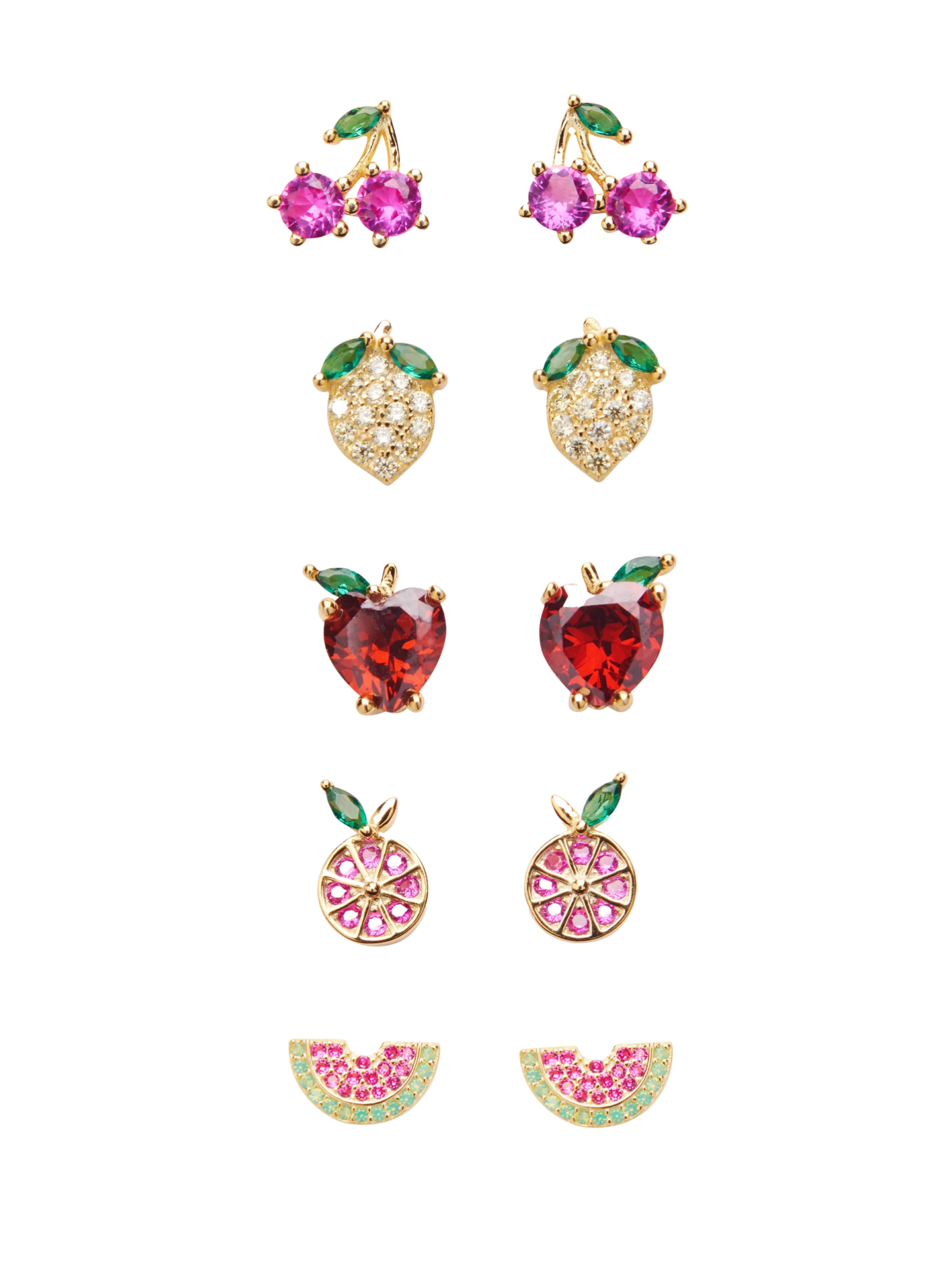 Shaped Crystal Studs, 5 styles