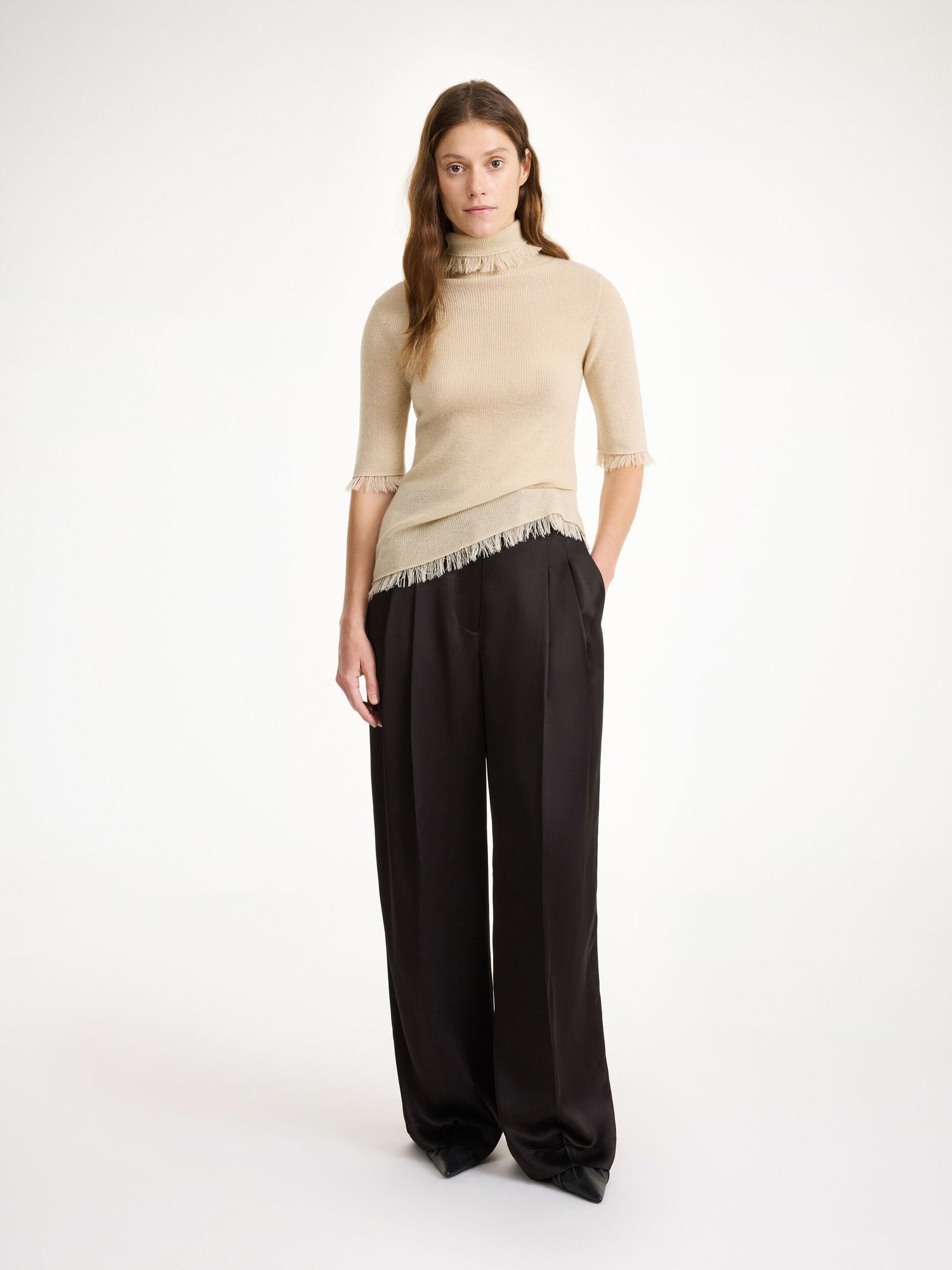 CYMBARIA satin pants, black