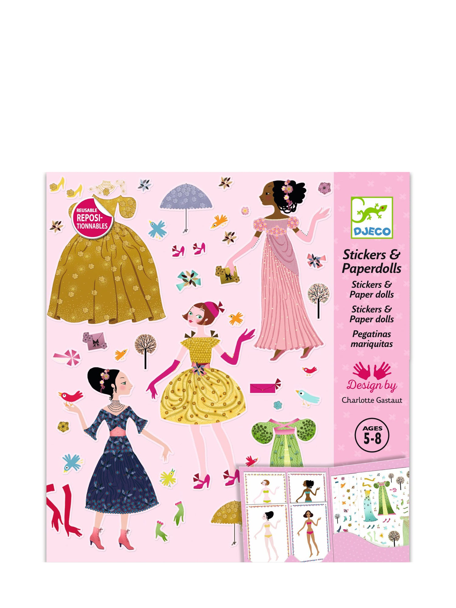 Fashion paperdolls with repositionable stickers: Dresses through the season