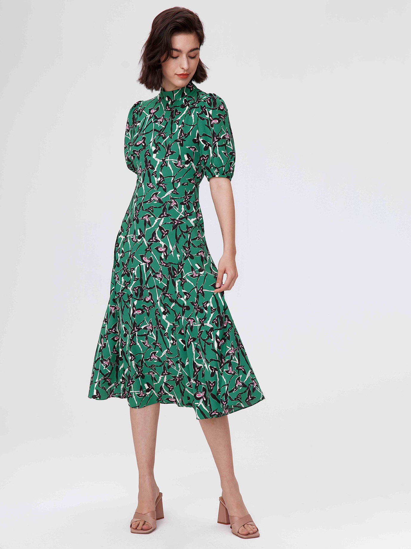 NELLA DRESS, CLOVER TWIGS GREEN