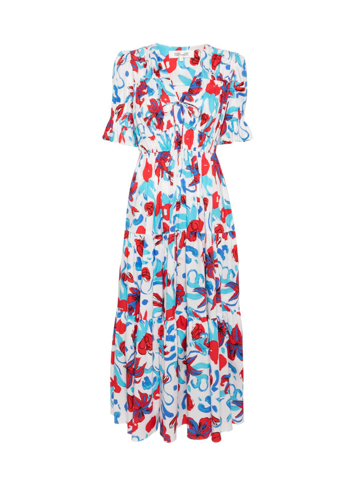 AVERY DRESS, brush floral red