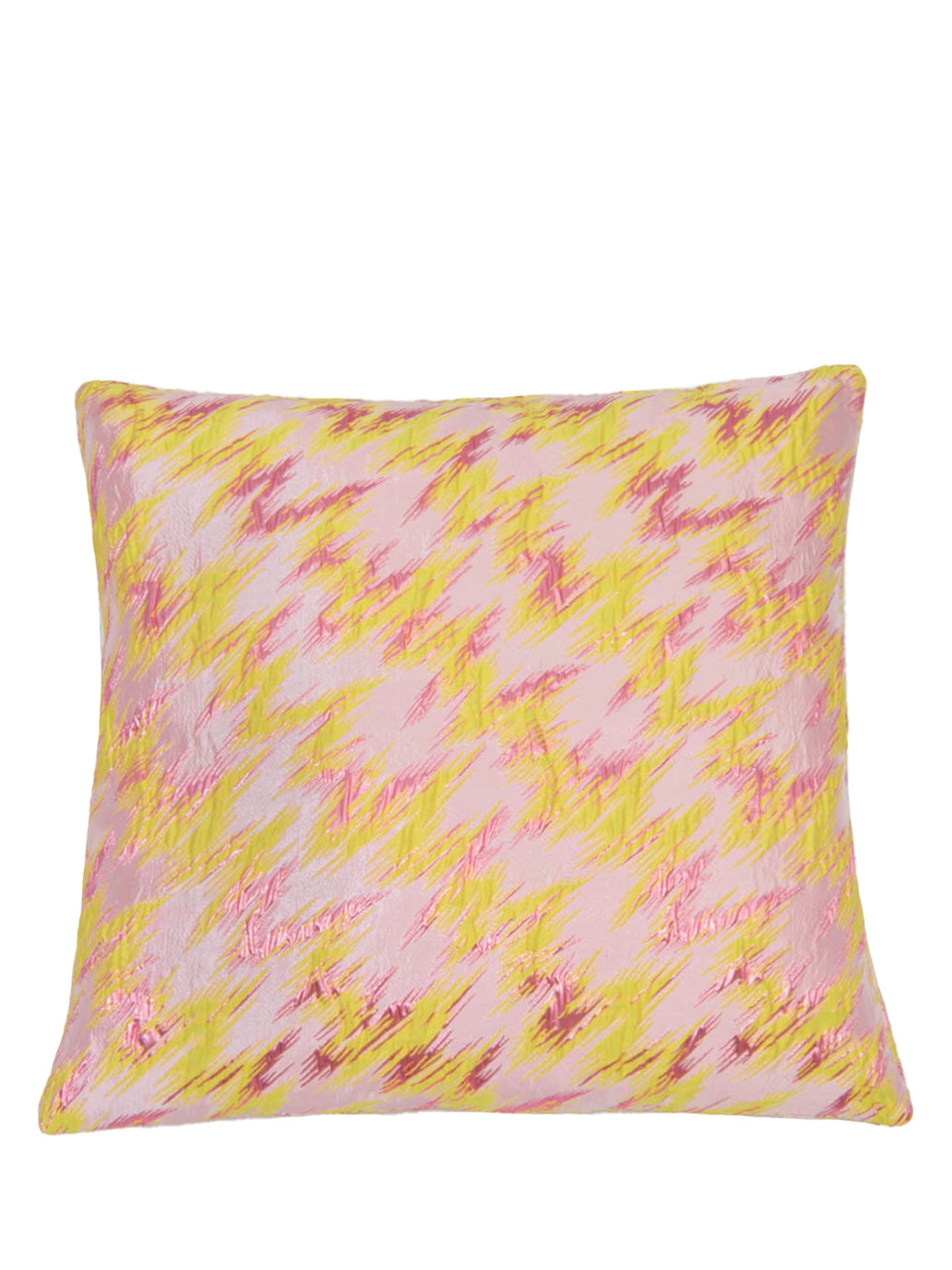 Jacquard cushion (50 x 50 cm), rose-yellow