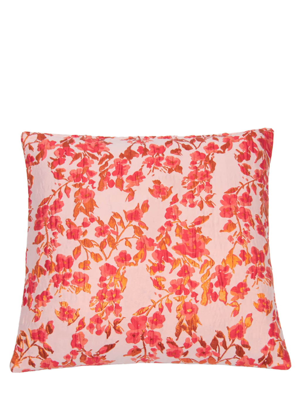 Flower jacquard cushion (50x50 cm), red & lurex