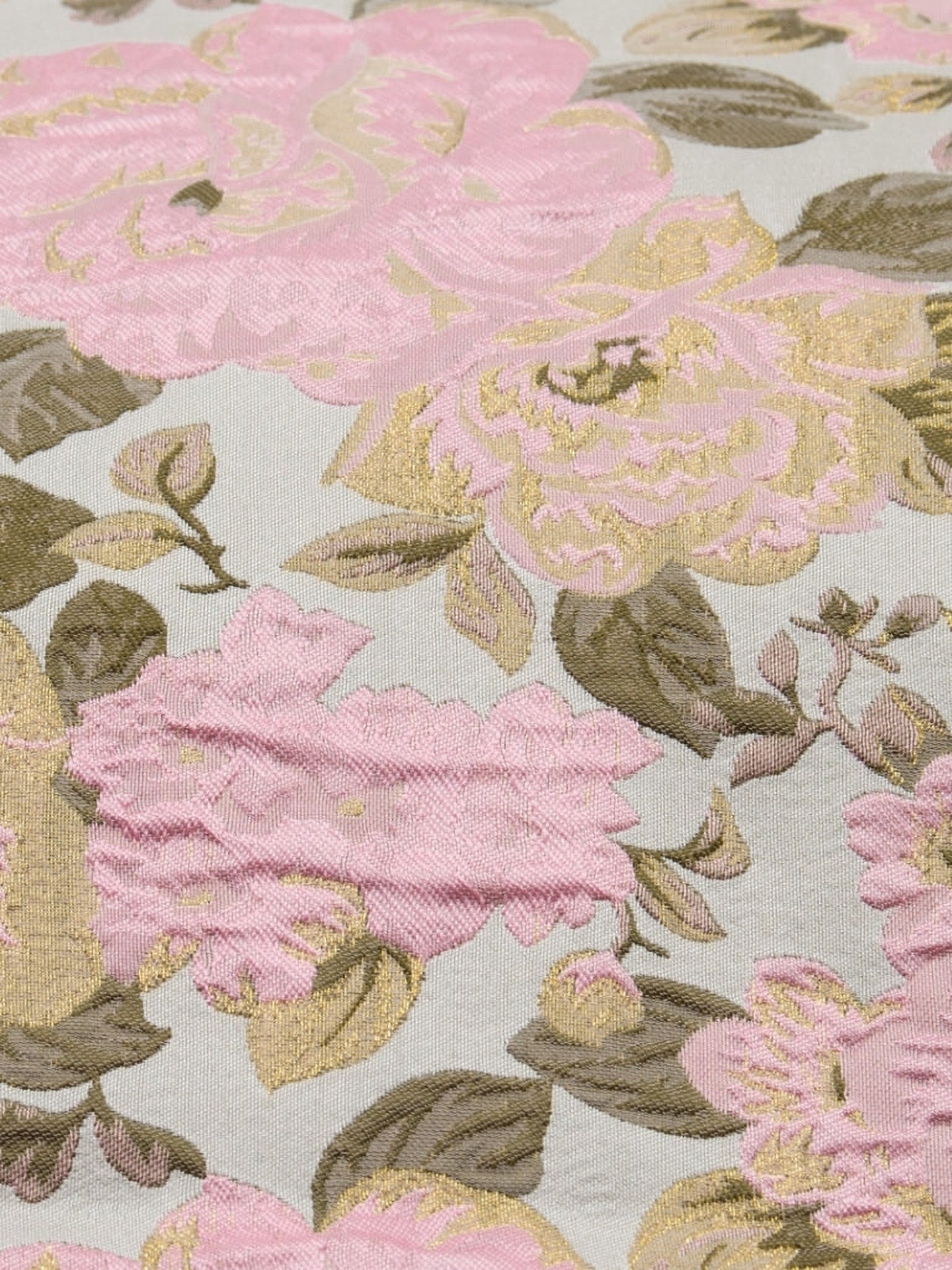 Soft pink, olive, gold & mint floral cushion