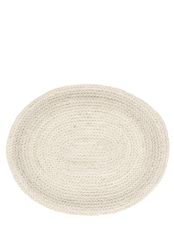 Oval braided placemat Elin, white