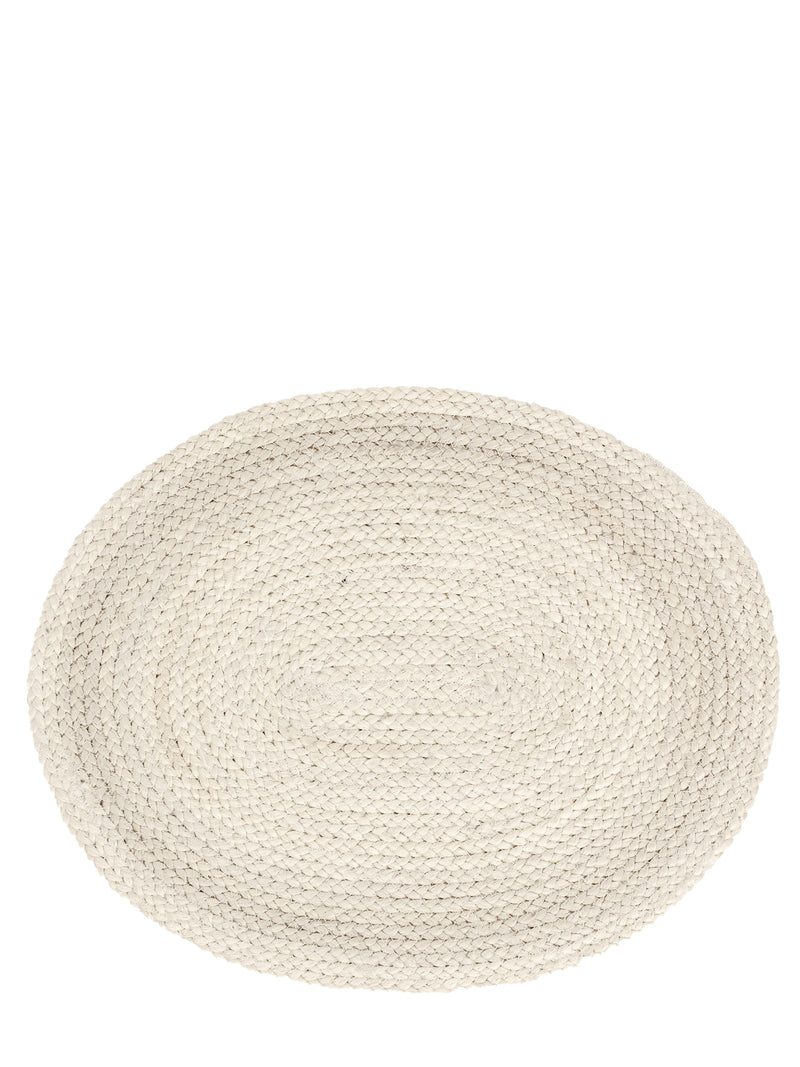 Oval braided placemat Elin, white