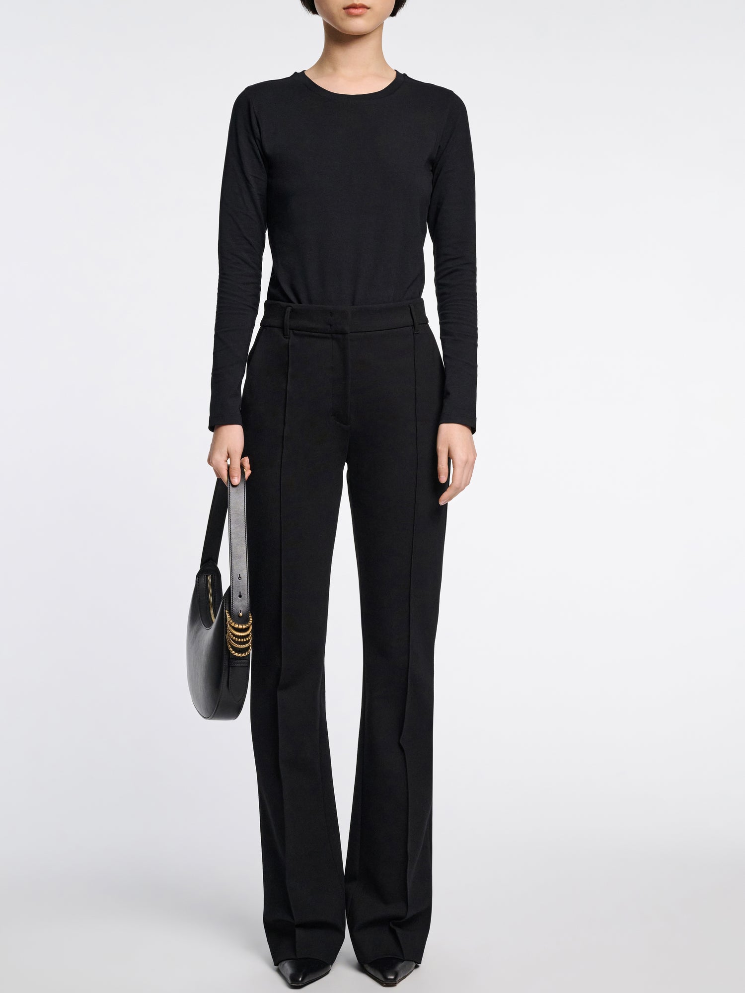 Bootcut trousers in Punto Milano, black