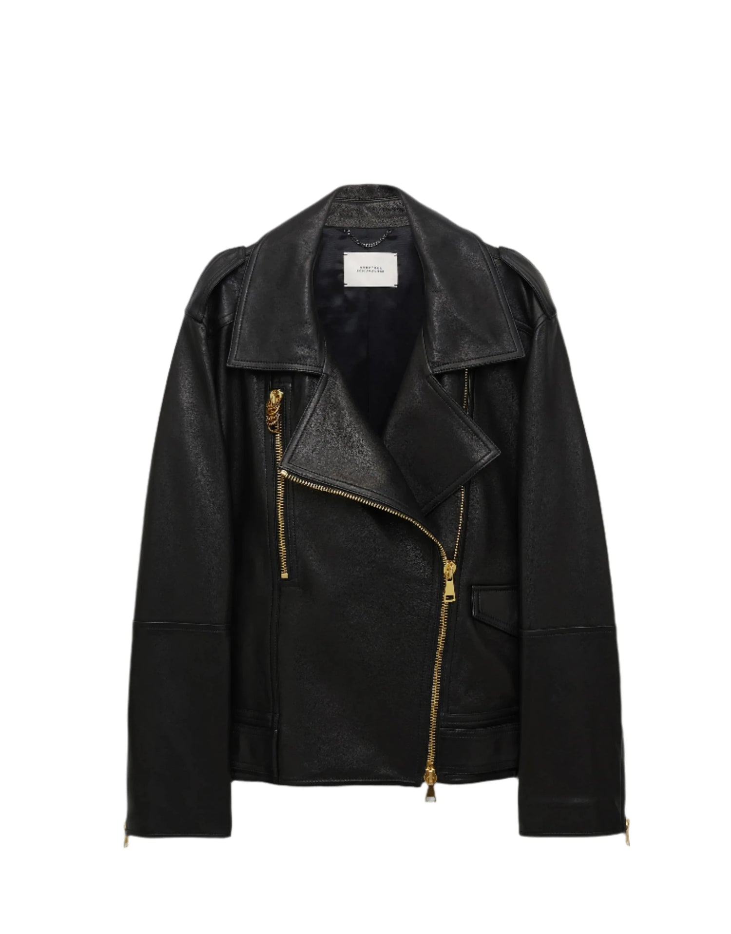 Sleek statement leather jacket, black