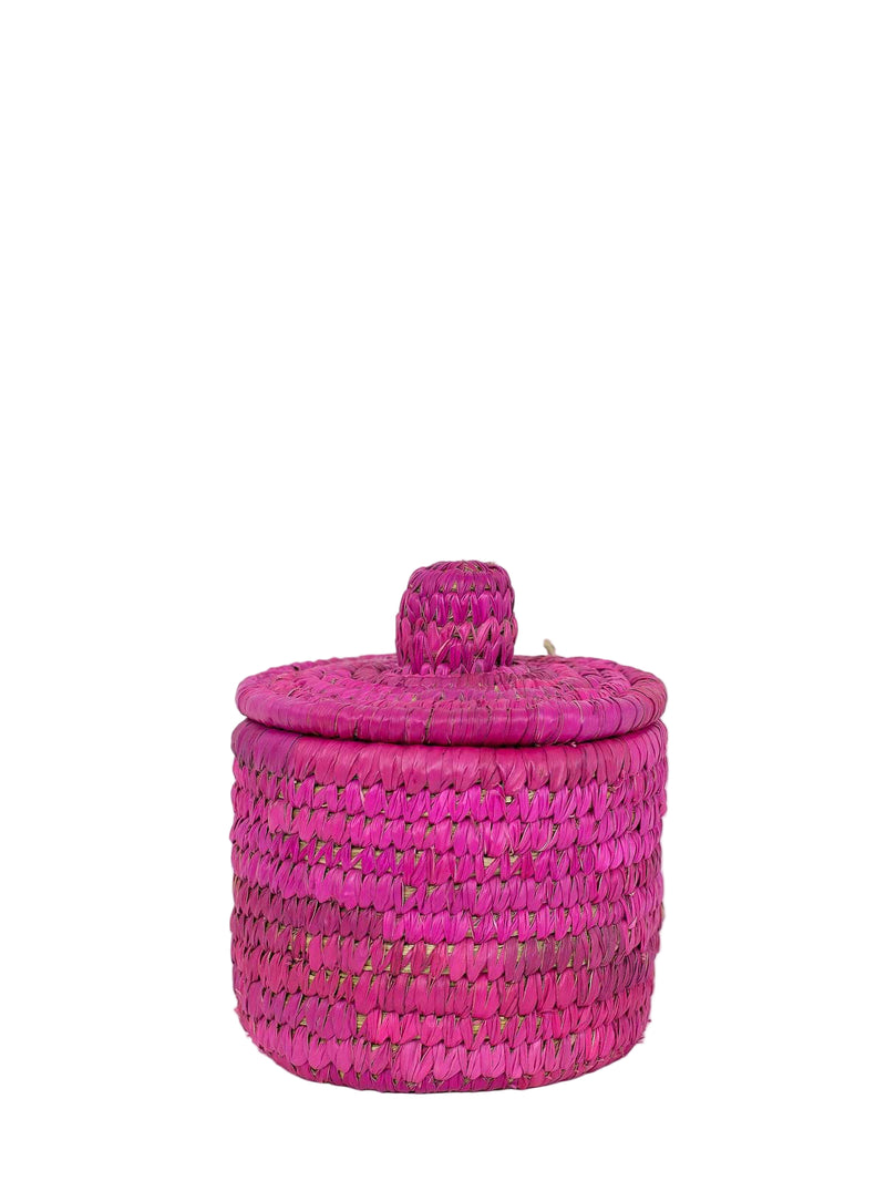 Palm color mini basket with lid, 4 colours