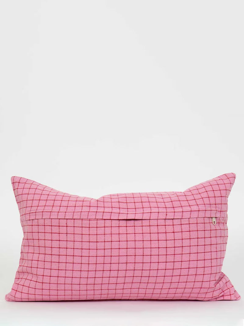 Maj grid eco small cushion cover, pink/red (30x50 cm)