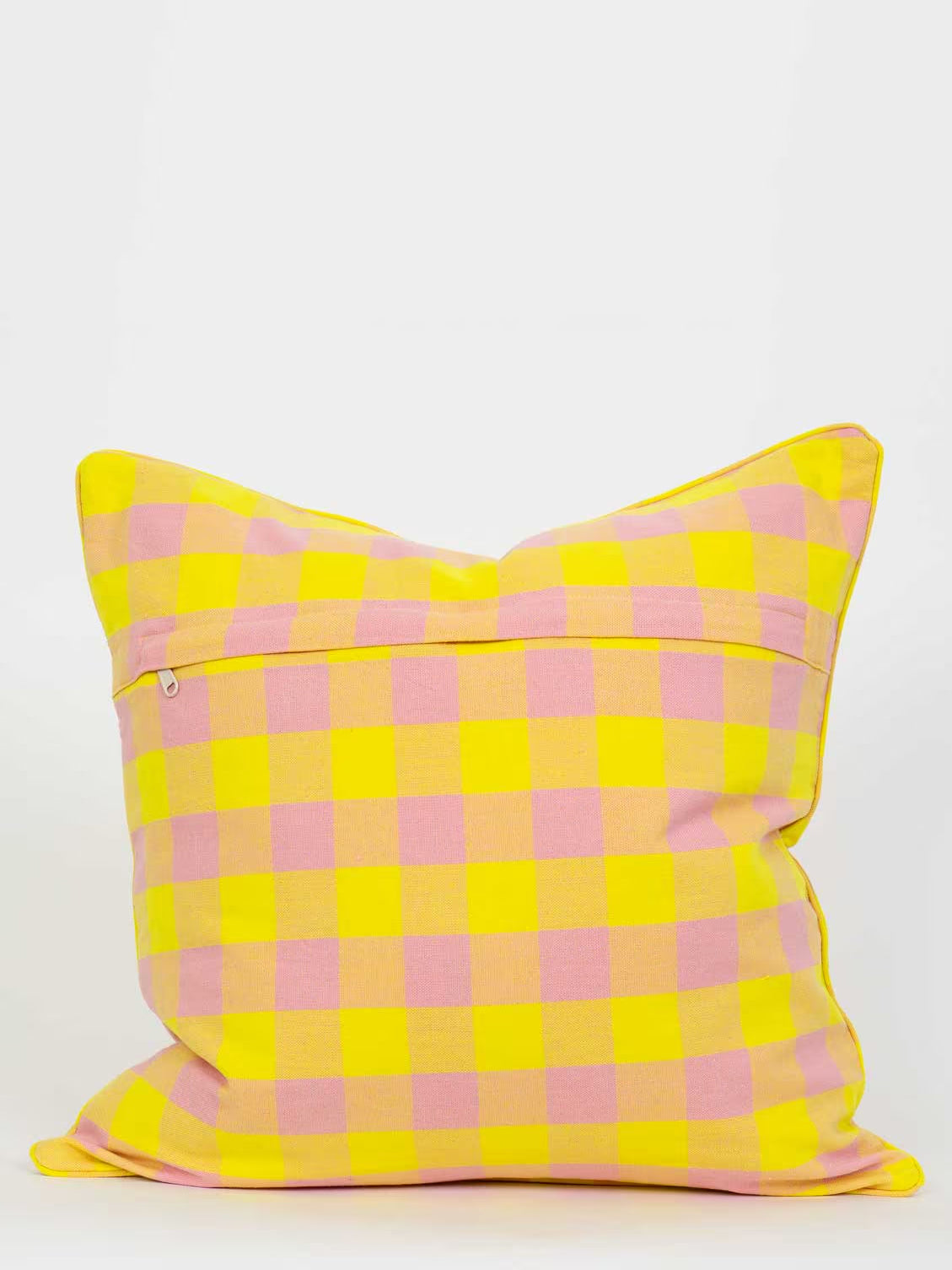 Olga checks eco cushion cover, pink/yellow (50x50 cm)