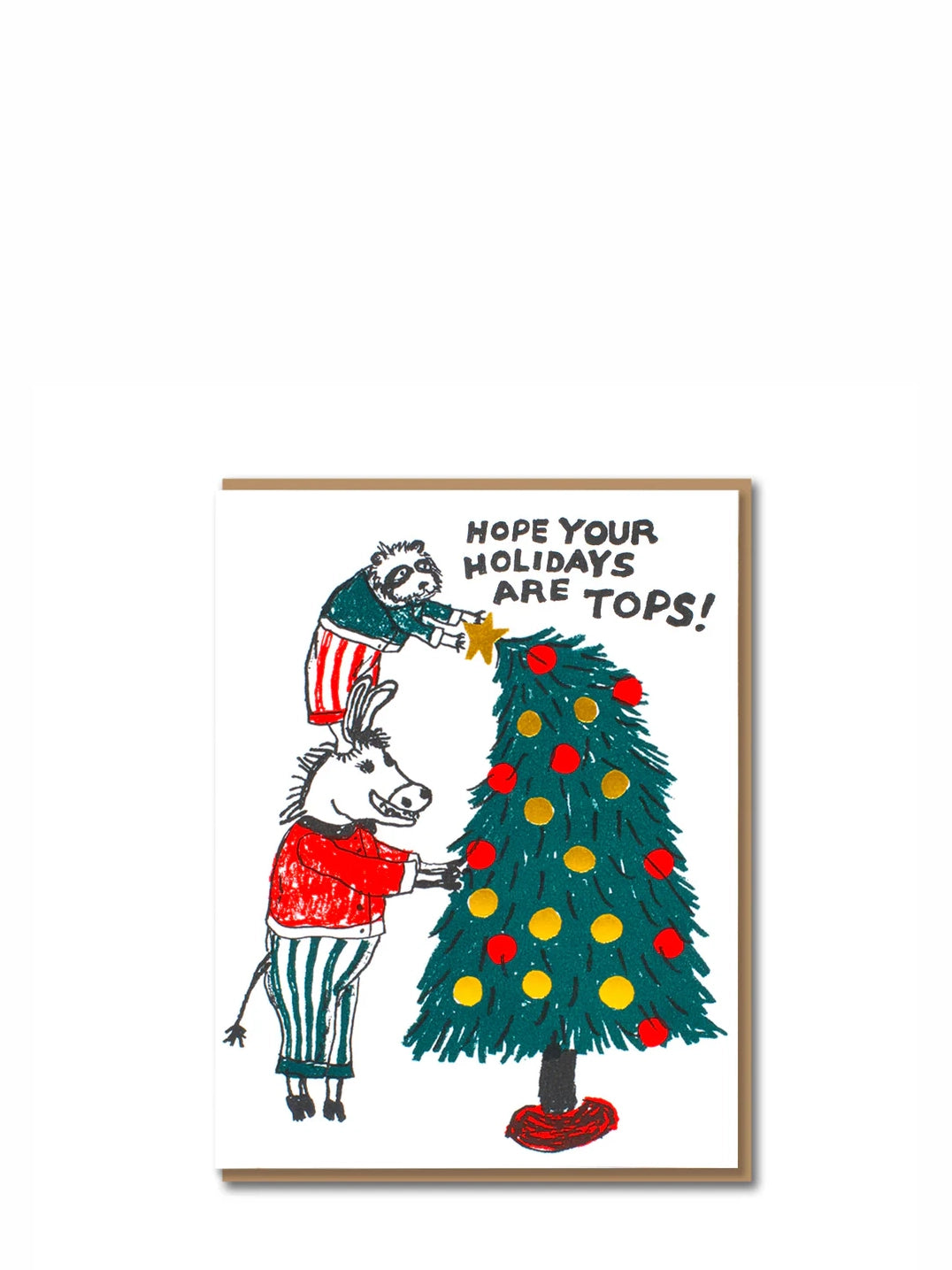Holidays are tops tree and animals christmas card
