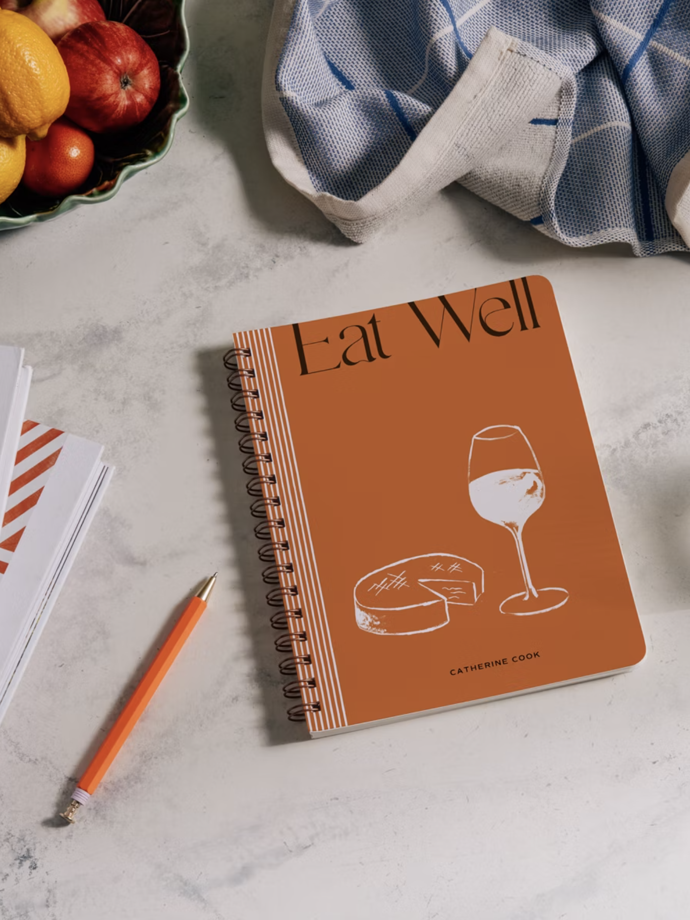 Eat well spiral recipe journal, orange