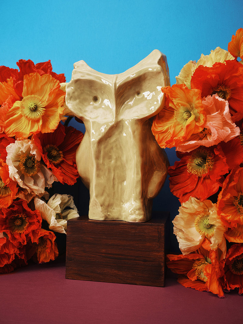 Owl vase, yellow (30cm)