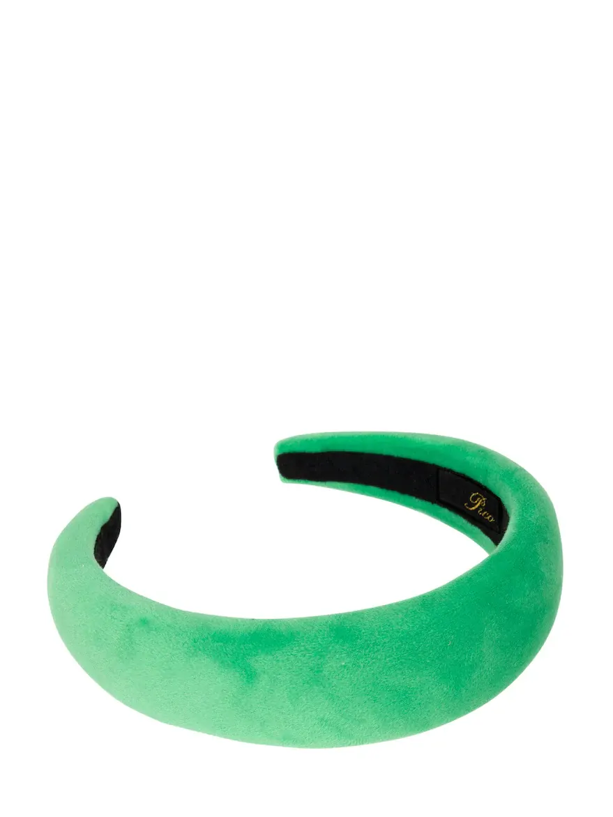 Emma Plain Velvet Headband, field green