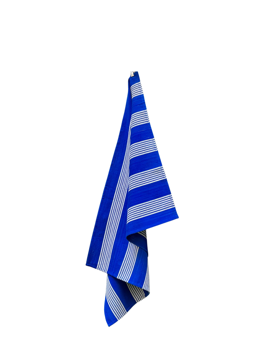 Cotton Kitchen Towel, sky blue with white stripes