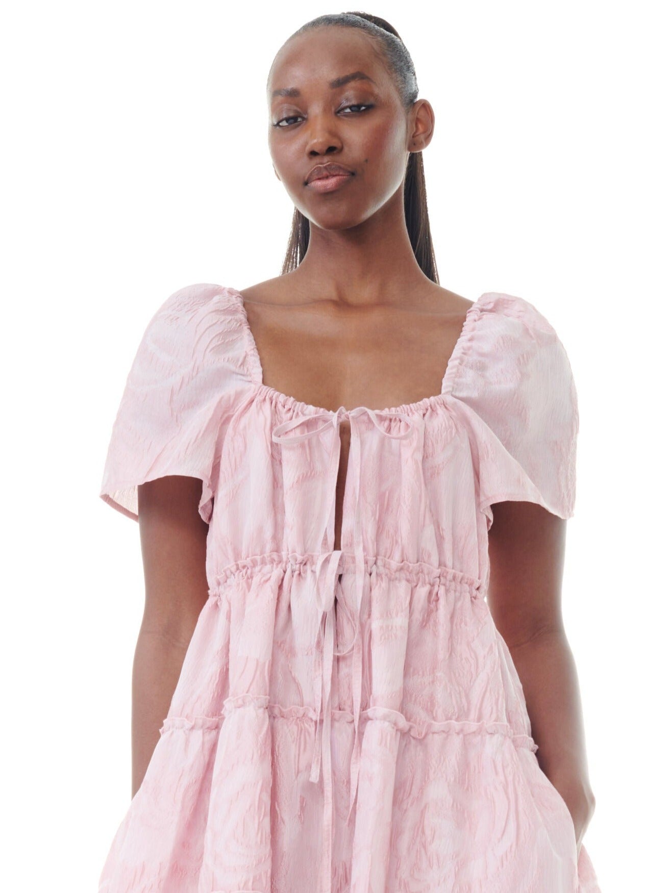 Textured Cloqué Layer Dress, pink