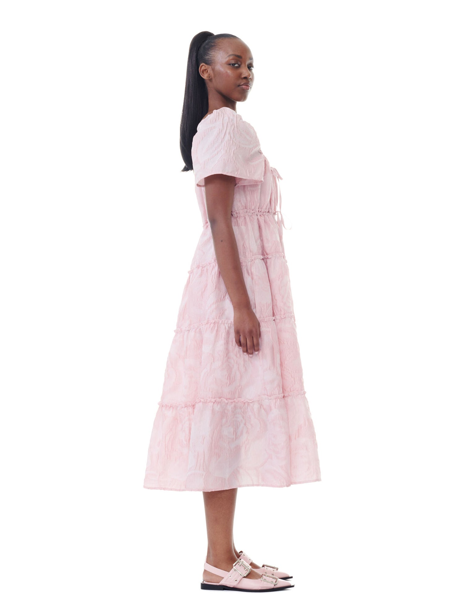 Textured Cloqué Layer Dress, pink