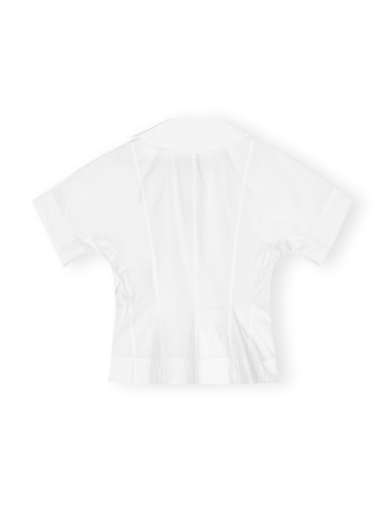 Cotton Poplin Wrap Blouse, white