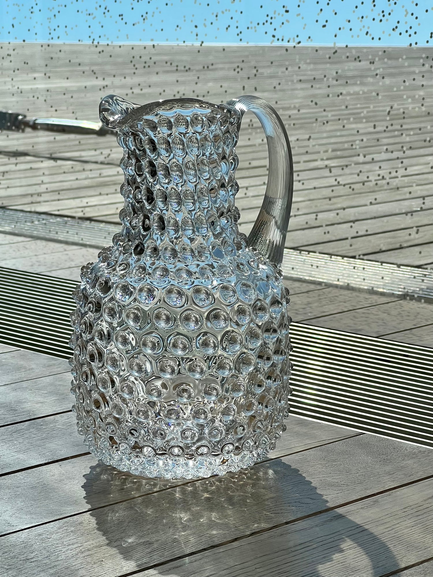 Crystal Hobnail square jug, 2L