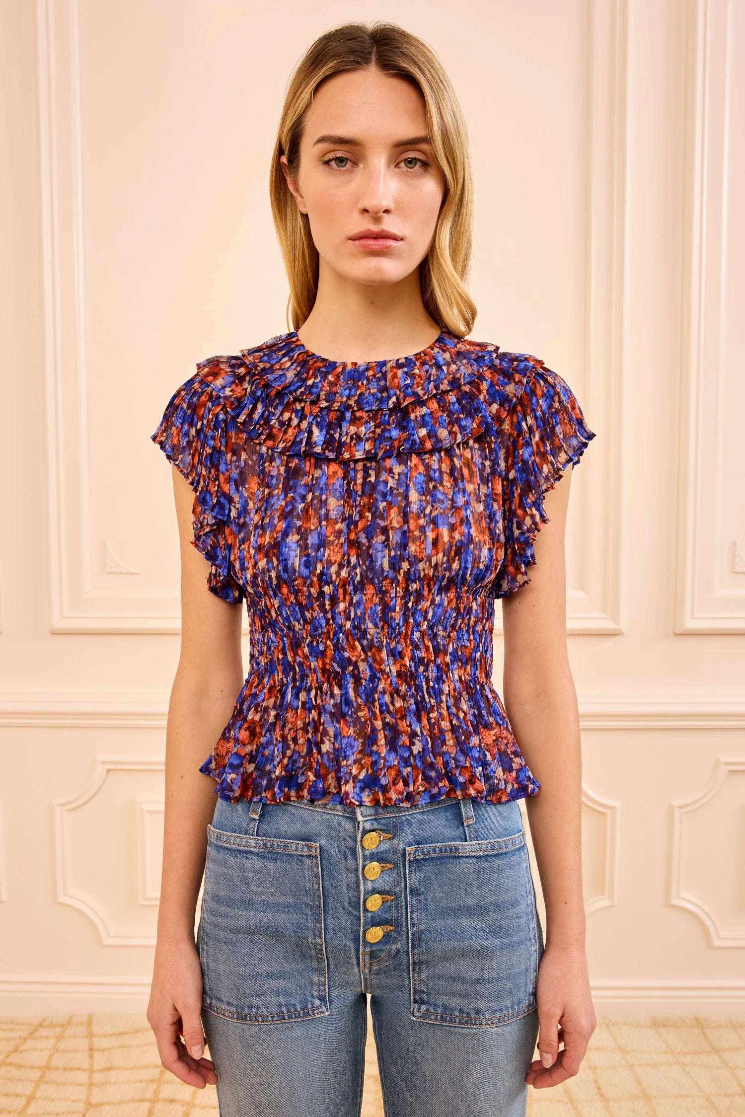 Athene silk top, violet