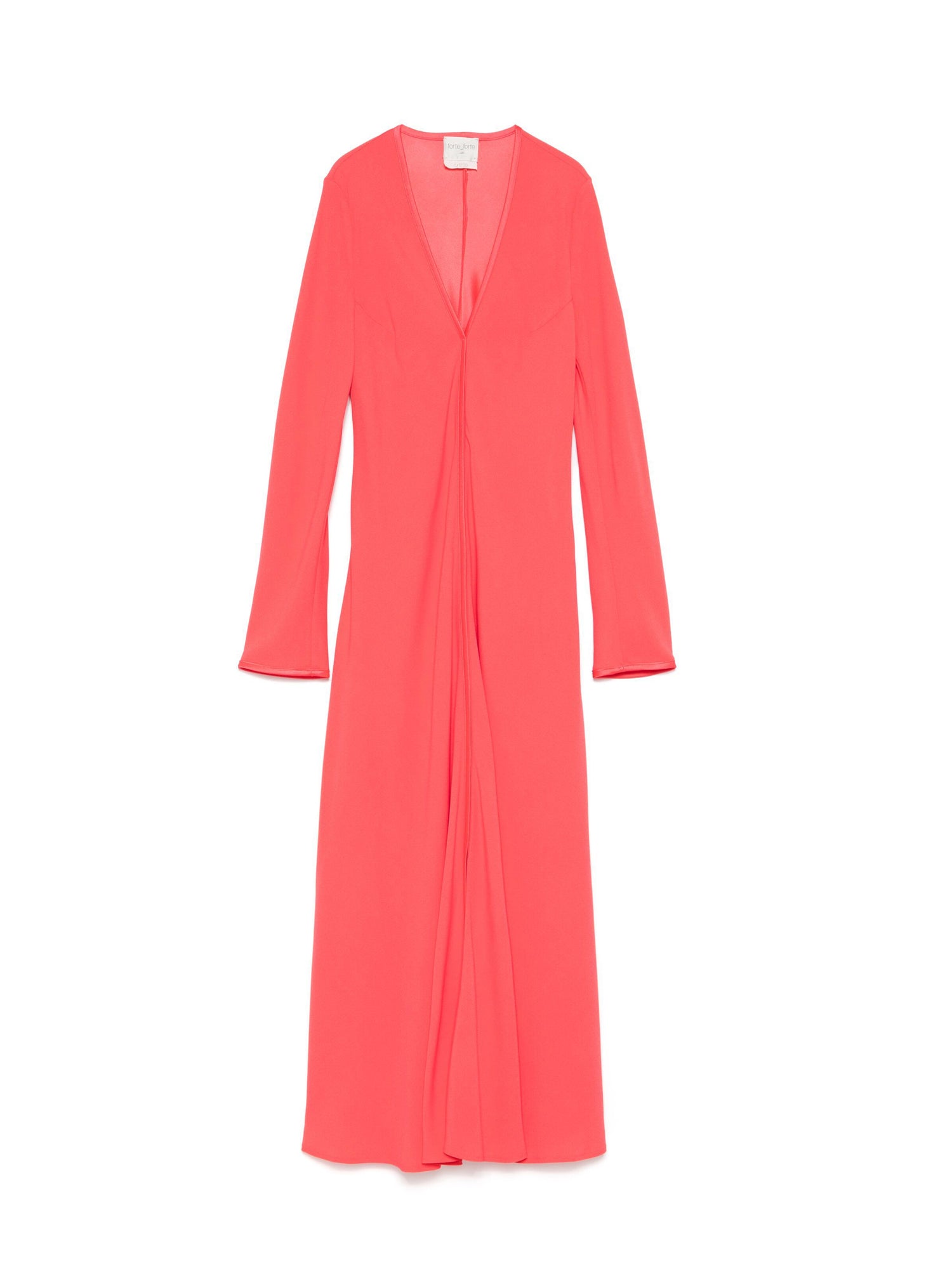 Envers satin long sleeves dress, cerise