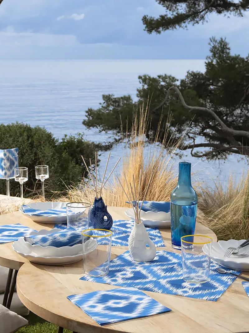 Ikat dinner napkins, blue (40x40cm)