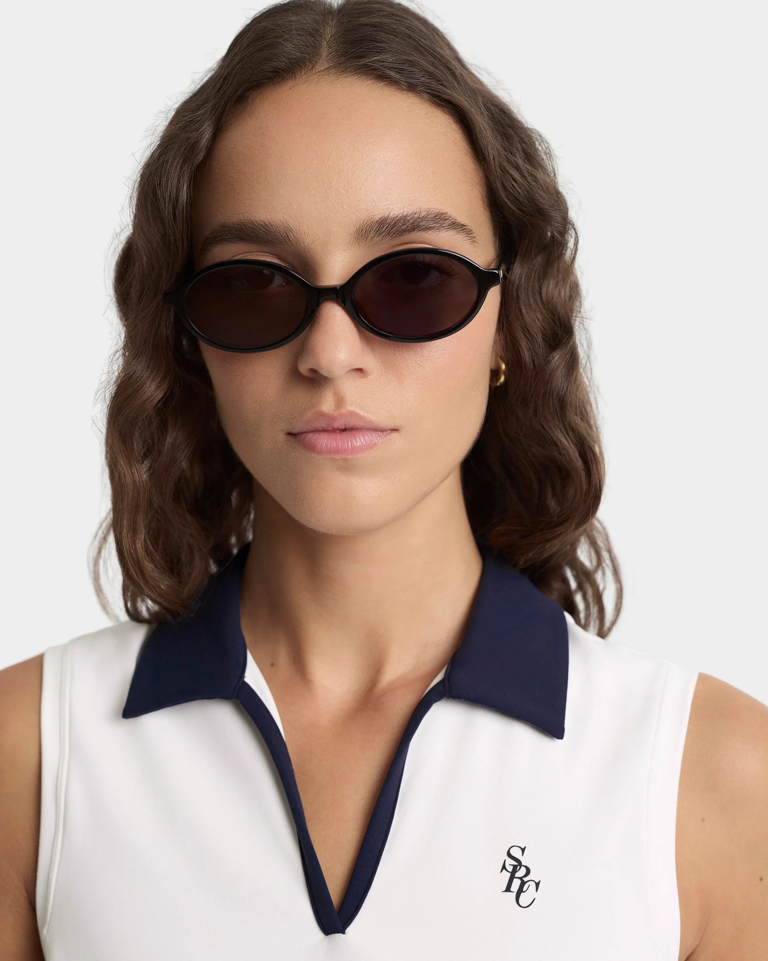 SRC logo sports polo vest, white-navy