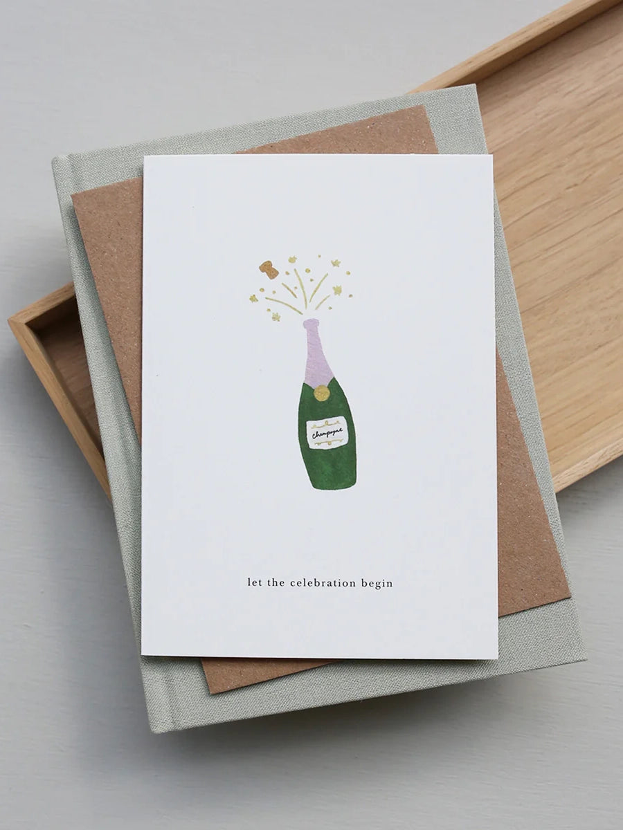 Champagne (let the celebration begin) congratulations card